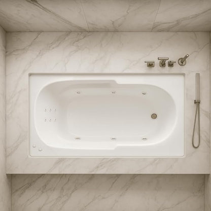 Carver Tubs - AR6032 - Modern Acrylic Fiberglass Whirlpool Tub Water Massage Bathtub, w/Heated Air 12 Jets - White Rectangle Contemporary Bath Tub - Deep Relaxing Soak - 60"L x 32"W x 18"H