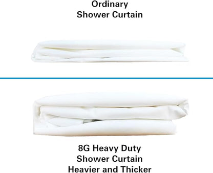 Clawfoot Tub Shower Curtain Liner 8G Extra Thick and Heavy Duty 180W x 70H inch,White, Waterproof Plastic Shower Liner Weighted 36 Mental Hooks,Upgrades