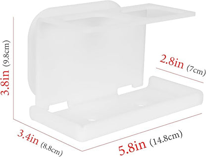 Electric Toothbrush Holder Wall Mounted, Electric Toothbrush Cord Organizer Holds 2 Chargers, Self Adhesive Electric Toothbrush Stand for Bathroom, Medicine Cabinet, Dorm(White)