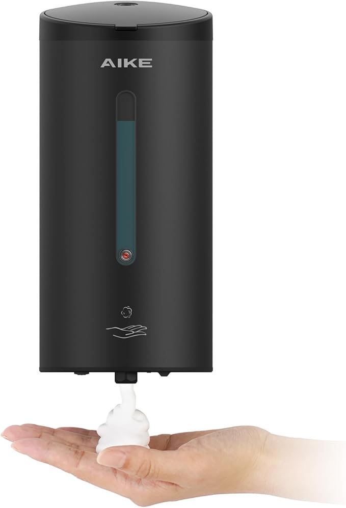 AIKE Wall Mount Automatic Foam Soap Dispenser 25 OZ Commercial Large Capacity Stainless Steel Model AK1205FA(Matte Black)