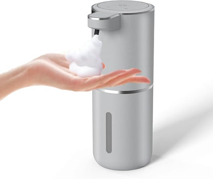 Automatic Soap Dispenser – Touchless Foaming Soap Dispenser 400ml USB Rechargeable Dispenser Electric Wall Mounted 4levels Adjustable Foam Soap Dispenser Pump for Bathroom Kitchen(Silver)