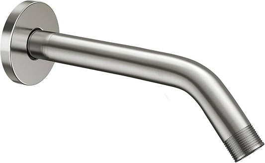 Cobbe Shower Arm with Flange and Teflon Tape, 10-Inches Wall Mounted Shower Pipe Arm 304 Stainless Steel Extension for Fixed Shower Head, Brushed Nickel