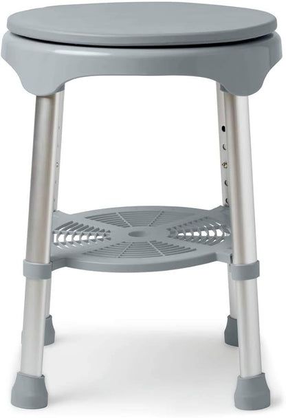 Medline Durable Aluminum Frame, Round Swivel Shower Stool, Gray, Supports up to 300lbs.