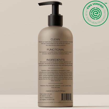 HygieneLab Mens Natural Body Wash - Ultra Hydrating, EWG Verified Clean Formula, Lavender Sands Scent, Sulfate-Free, Paraben-Free, Phthalates-Free, Gentle & Effective for Healthy Skin (10 oz)