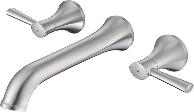 Wall Mount Tub Filler Brass Tub Faucet Brushed Nickel Bathroom Bathtub Faucets with 2 Handles