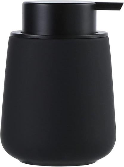 BosilunLife Black Soap Dispenser - Ceramic Dish Soap Dispenser for Bathroom 12ounce Refillable Liquid Hand Dispenser for Essential Oil, Lotion Dispenser with Pump (Rubber Paint)