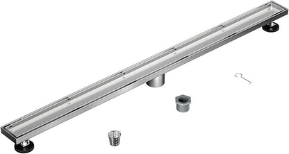 Linear Shower Drain 42", Brushed Floor Drain with Tiled Insert Grate & Hair Strainer, 304 Stainless Steel Bathroom 2-in-1 Tiled in Drain, CUPC Certified (Brushed, 42'')