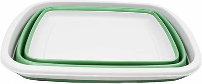 SAMMART 10L (2.6 Gallons) Collapsible Tub - Foldable Dish Tub - Portable Washing Basin - Space Saving Plastic Washtub (Grey/Dark Sea Green, 1)