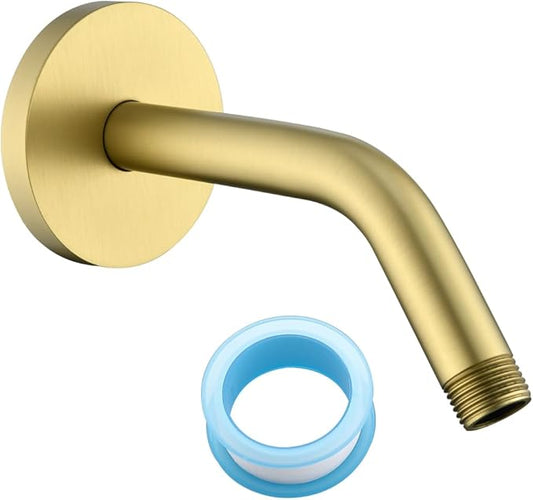 Wall Mounted Shower Arm Extension Head Holder Stainless Stee for Elbow Bathroom Accessories Pipe Bath Tube Brushed Gold,SW-RD91018-6BG.