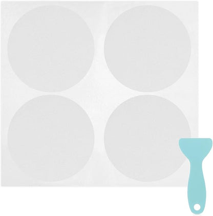 S&X 24 Pcs Non Slip Bathtub Stickers (Large 4" Round), Invisible Clear High Traction Grit Dots, Anti Slip Safety Treads for Tub, Shower Floor with Scraper