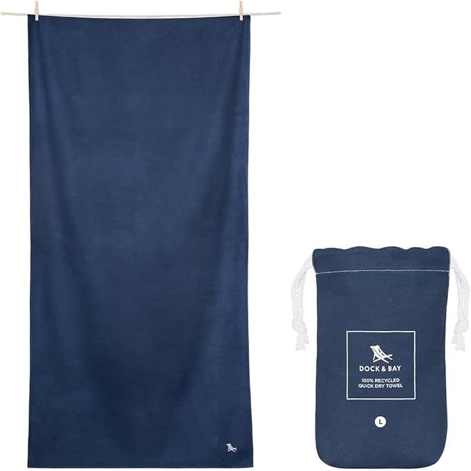 Dock & Bay Beach Towel - Quick Dry, Sand Free - Compact, Lightweight - 100% Recycled - Includes Bag - Set of 6 - Essentials, Extra Large (200x90cm, 78x35)