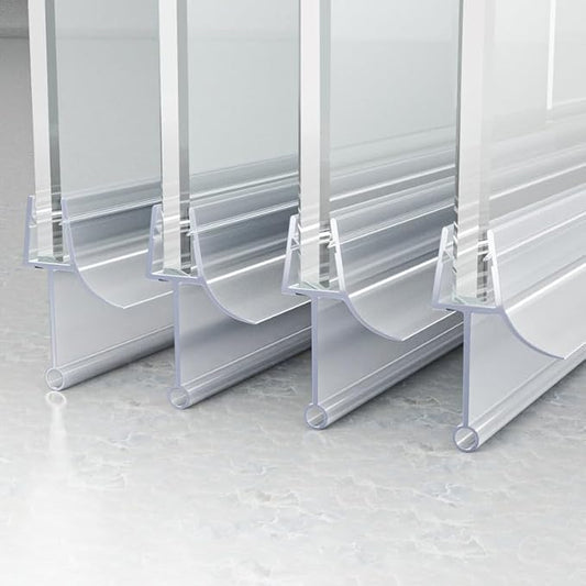 Frameless Shower Door Bottom Seal, 4 Pcs Shower Door Seal Strip for 5/16" Glass Shower Door Sweep, Stop Shower Leaks and Create a Water Barrier 31.5" Long Sweep