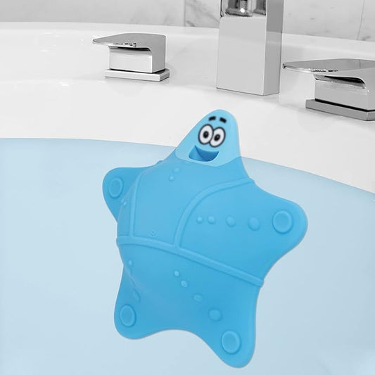 Bathtub Overflow Drain Cover, Bath Accessories, Soak Bath Overflow Drain Cover, Silicone Bath Tub Drain Plug with 5 Suction Cups, Adds Inches of Water for Deeper Bath, Tub Overflow Drain Stopper(Blue)