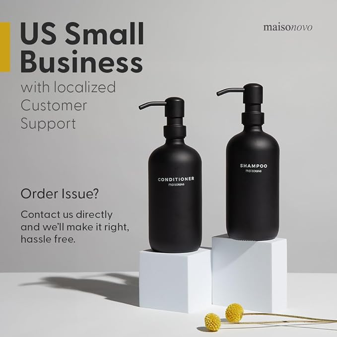 MaisoNovo Soap Dispenser 1-Piece Set | 16.9oz White Bottles with Gold Stainless Steel Pump