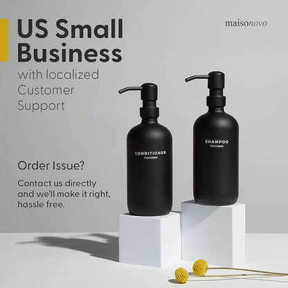 MaisoNovo Soap Dispenser 2-Piece Set | 16.9oz White Bottles with Silver Stainless Steel Pumps