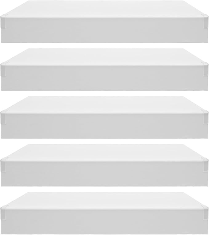 33 Inch Floating Shelves for Wall, 16 Inch Deep Hanging Shelf, Large Display & Storage Shelf for Bathroom, Bedroom, Living Room, Set of 5 (White, 24 Inch)