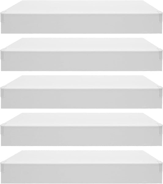 33 Inch Floating Shelves for Wall, 16 Inch Deep Hanging Shelf, Large Display & Storage Shelf for Bathroom, Bedroom, Living Room, Set of 5 (White, 24 Inch)