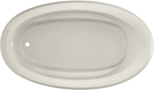 Jacuzzi SIGNATURE Acrylic Drop-In Bathtub, Soaking Sanctuary, Slip Resistant, Universal Drain Placement, 72" (L) x 42" (W), Oval, Oyster