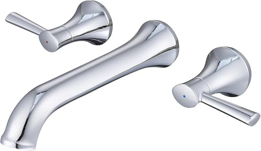 Wall Mount Tub Filler Brass Tub Faucet Chrome Bathroom Bathtub Faucets with 2 Handles