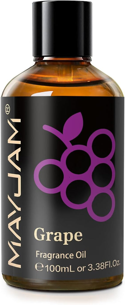MAYJAM 100ML/3.38FL.OZ Grape Fragrance Oils with Glass Dropper, Essential Oils for Diffusers for Home, Long Lasting Scented Oils for Diffusers Soap Candle Making