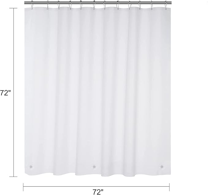 White Shower Curtain Liner 72 x 72 inch Plastic Shower Liner Washable Inside Shower Curtain Liner PEVA Shower Curtains for Bathroom with Magnets and Rustproof Metal Grommet Holes