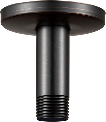 OFFO Shower Arm with Flange, 3 in Oil Rubbed Bronze Ceiling Mount Replacement Rain Shower Head Straight Arm Ceiling-Mounted For Fixed Shower Head & High Pressure Rain