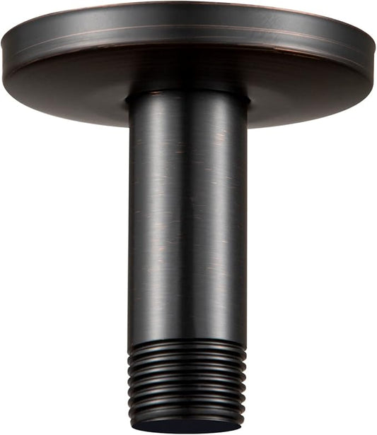 OFFO Shower Arm with Flange, 3 in Oil Rubbed Bronze Ceiling Mount Replacement Rain Shower Head Straight Arm Ceiling-Mounted For Fixed Shower Head & High Pressure Rain