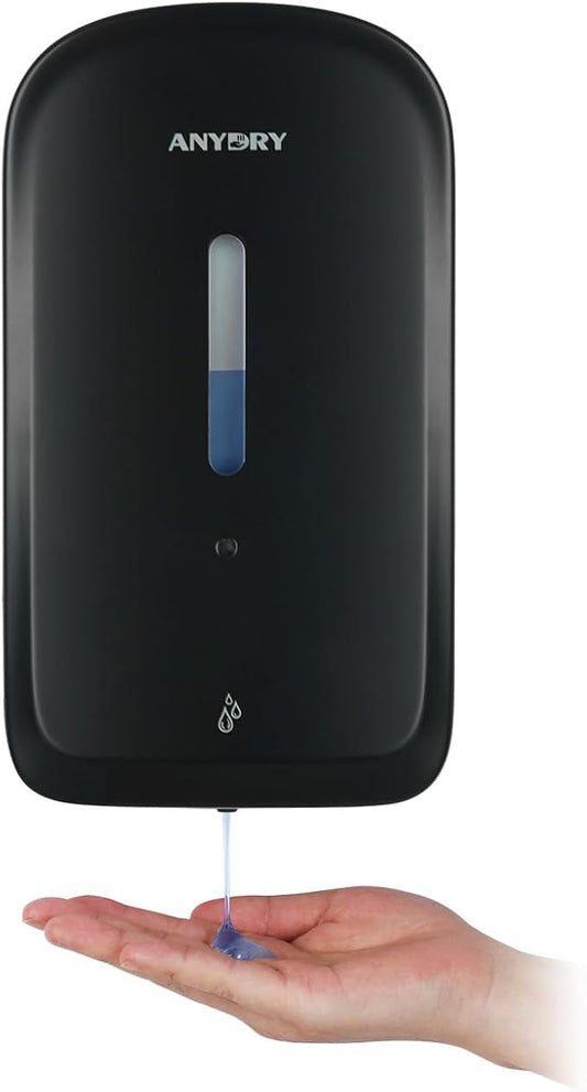 Commercial Automatic Soap Dispenser Large 34oz/1000ml Capacity Wall-Mounted Touchless Liquid Dispenser for High-Traffic Restrooms, Offices, Hospitals Model AD1220S Black