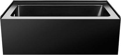 Fine Fixtures Acrylic, Fiberglass Alcove Soaking Bathtub with Integral Apron Front - Drain Included (54" x 30", Left Hand, Black)