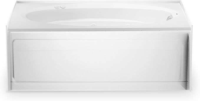 Jacuzzi SIGNATURE Acrylic Skirted Oval in Rectangle Whirlpool Bathtub, 60” (L) x 42” (W) Includes Heater & 6 Jet Message, Slip Resistant, Right Drain Placement White