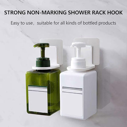 4 Pack Shower Gel Bottle Rack Hook Self Adhesive Wall Mounted No Drilling Shampoo Dispenser Bottle Holder Hook Hand Soap Dispenser Holder Liquid Soap Shower Holder for Wall Kitchen Bathroom