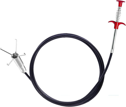 Drain Snake for Hair Clogs, 116 Inch Snake Drain Hair Removal Too, Plumbing Auger Tool with Hook for Tub Pipes