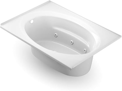 Jacuzzi SIGNATURE Acrylic Drop-In Bathtub, Jet Massage Tub, Slip Resistant, Left Drain Placement, 60" (L) x 42" (W), Oval In Rectangle, White