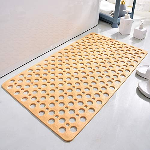 Casa and Beyond Shower Mat,Non Slip Bath Mat and Shower Mat with Suction Cups and Drain Holes,Bathroom Mat Easy to Clean Soft Machine Washable,Bathtub Mat Easy Dry&Cut (Beige,17" x 30"(Rectangular))