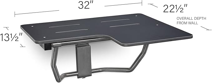 Seachrome 32" x 22.5” Black Reversible Folding Transfer Tub/Shower Seat, ADA Compliant