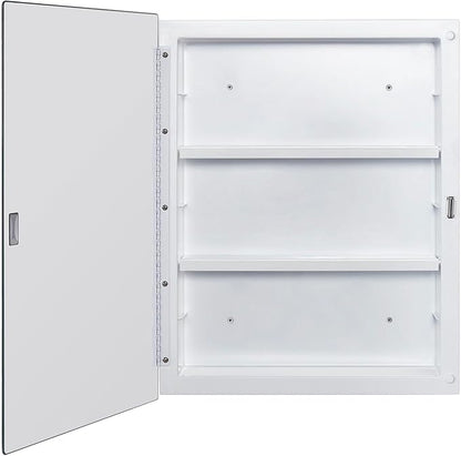Plastic Medicine Mirror Cabinet for Bathroom 16 x 20 inch, Surface and Recessed Mount