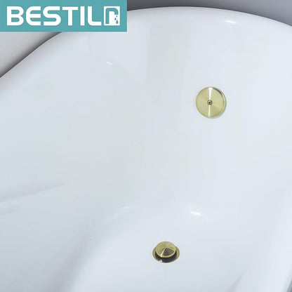 BESTILL Tip-Toe Bathtub Drain Bath Tub Trim Set Conversion Kit with Overflow Faceplate, Brushed Gold