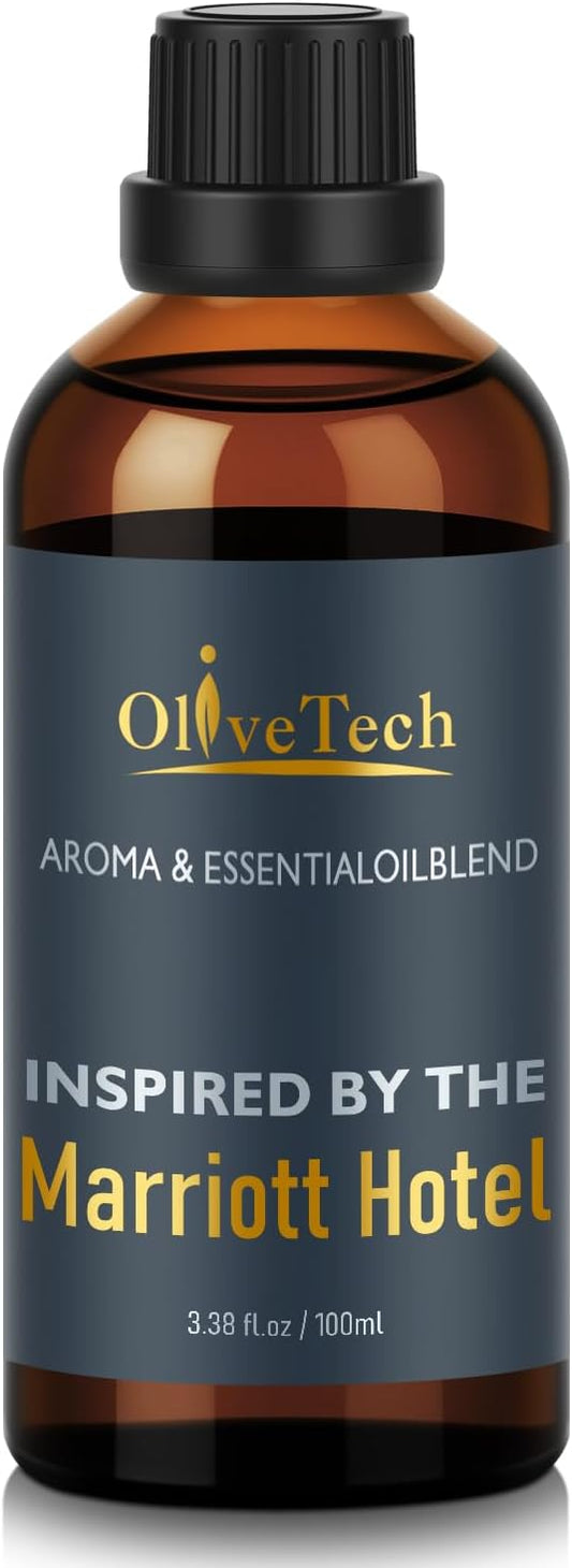 Hotel Diffuser Oil Inspired by Marriott Hotel Scent, OliveTech Aromatherapy Fragrance Oil for Cold Air & Ultrasonic Diffusers, 100ml / 3.38 ft oz Glass Bottle