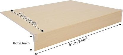 33 Inch Floating Shelves for Wall, 16 Inch Deep Hanging Shelf, Large Display & Storage Shelf for Bathroom, Bedroom, Living Room, Set of 5 (Light Wood Color, 24 Inch)