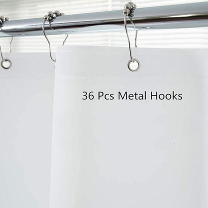 Clawfoot Tub Shower Curtain Liner 8G Extra Thick and Heavy Duty 180W x 70H inch,White, Waterproof Plastic Shower Liner Weighted 36 Mental Hooks,Upgrades