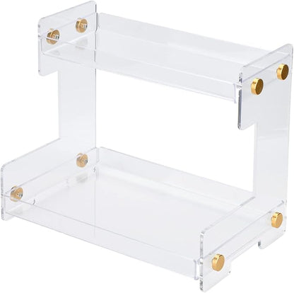 FFK Bathroom Organizer Countertop 2-Tier Storage：Bathroom Counter Organizer Acrylic Standing Holder Cosmetic Storage Perfume Shelf for Bathroom Bedroom Dressing Table1