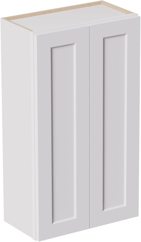 Solid Wood Kitchen Wall Cabinets, 24 Inch Wide Over The Toilet Storage Cabinet, Bathroom Organizer Cabinets with 2 Shaker Door & 3 Shelves, Easy Assembly for Dining Room, Laundry - White