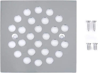 4-1/4 Inch Screw-in Square Floor Drain Cover Replacement Shower Grates with Screws (Chrome)