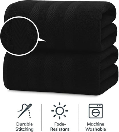 RIVERSIDE Pack of 2 Extra Large Bath Sheets 35 x 70 Inches - 100% Ring Spun Cotton Hotel Quality Oversized Bath Towels - Super Soft, Highly Absorbent & Quicker to Dry - Black