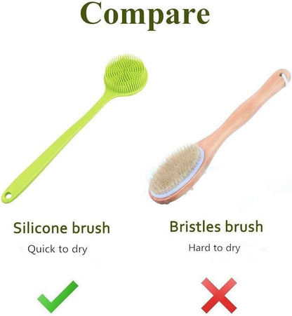 Silicone Body Scrubber - Long Handle Back Scrubber, Silicone Body Brush Shower Exfoliator