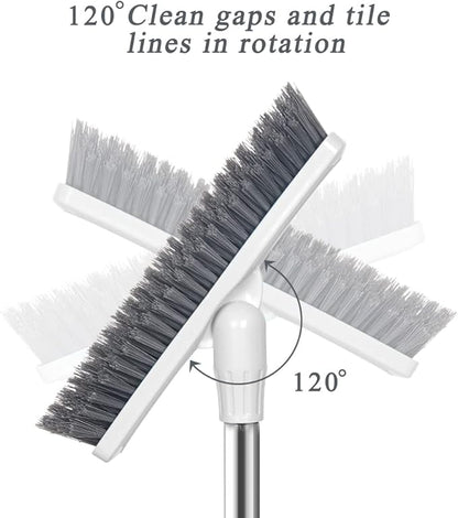 LandHope Grout Brush with Long Handle 50inches Grout Cleaner for Tile Floors Crevice Floor Scrub Brush 120° Rotatable Bathtub Clean Tool Grout Scrubber Indoor Kitchen Shower for Hard to Reach Areas