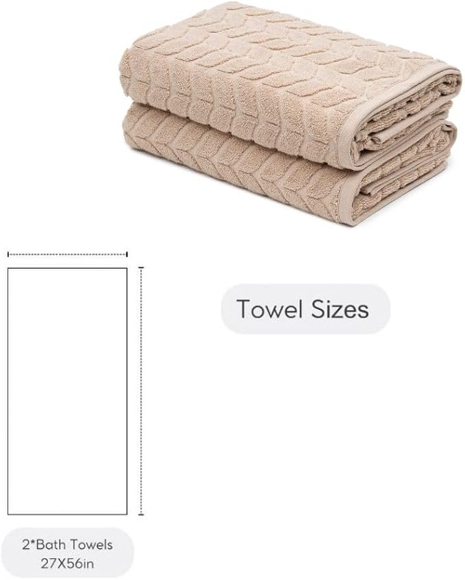 BAGNO MILANO Turkish Cotton Ultra-Soft Plush Absorbent Quick Dry Bathroom Towel Set, Made in Turkey (Sand Beige, 2 pcs Bath Towel Set)