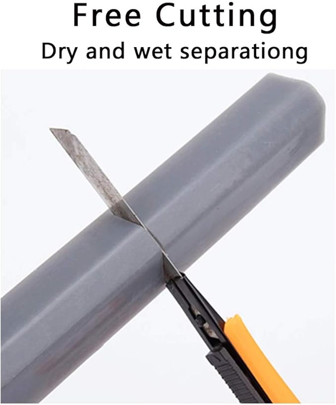 Collapsible Bathroom Water Stopper Flood Barrier Rubber Water Dam Wet and Dry Separation Kitchen Shower Threshold Silicon Water Blocker (39 Inch-GY)