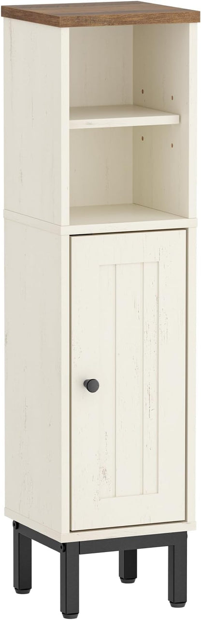Bathroom Storage Cabinet, Corner Floor Cabinet with Shelves, Customized Door Opening Direction, Bathroom Organizer with Adjustable Shelf for Kitchen, Living, Toilet Paper Cabinets White Brown