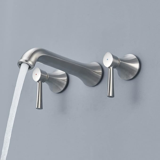 Tub Filler Wall Mount Roman Tub Faucet Brushed Nickel Brass Bathtub Faucets with 2 Handles
